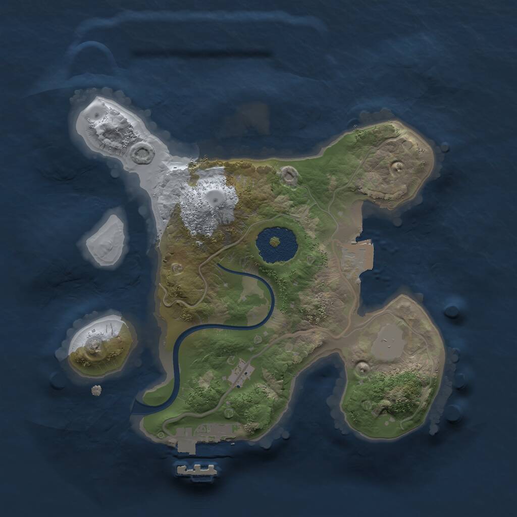 Rust Map: Procedural Map, Size: 2000, Seed: 1258, 2 Monuments