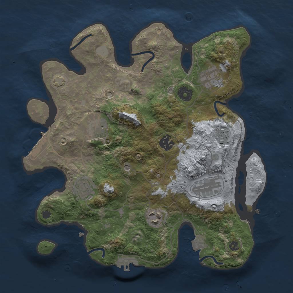 Rust Map: Procedural Map, Size: 3000, Seed: 466085398, 14 Monuments