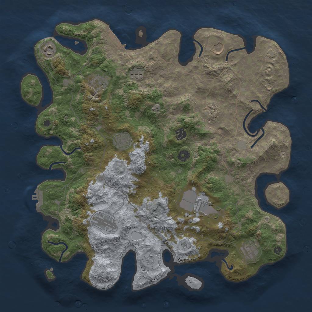 Rust Map: Procedural Map, Size: 4000, Seed: 132356, 18 Monuments