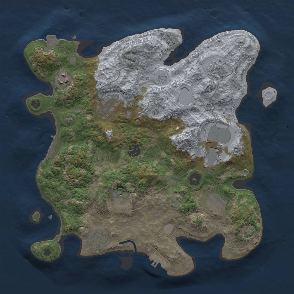 Rust Map: Procedural Map, Size: 3500, Seed: 1700457207, 17 Monuments