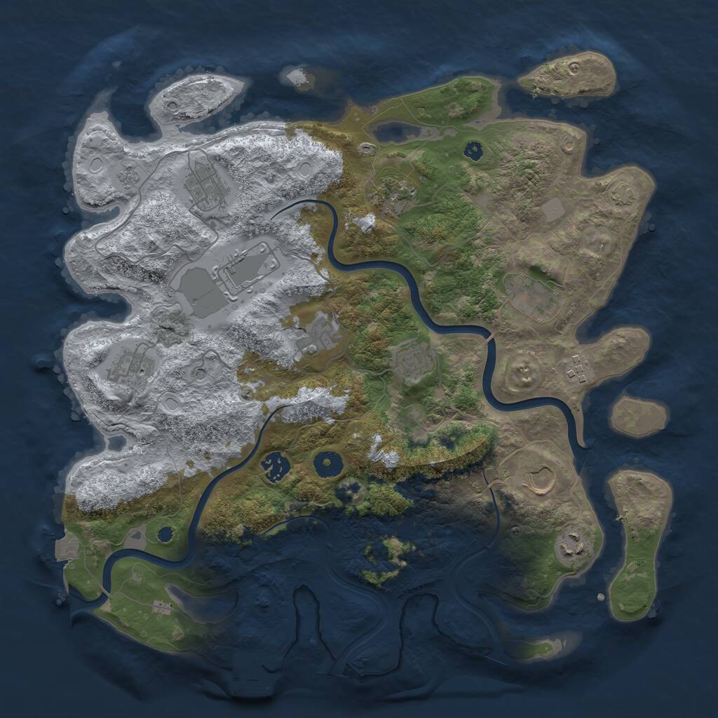 Rust Map: Procedural Map, Size: 3850, Seed: 39205744, 16 Monuments