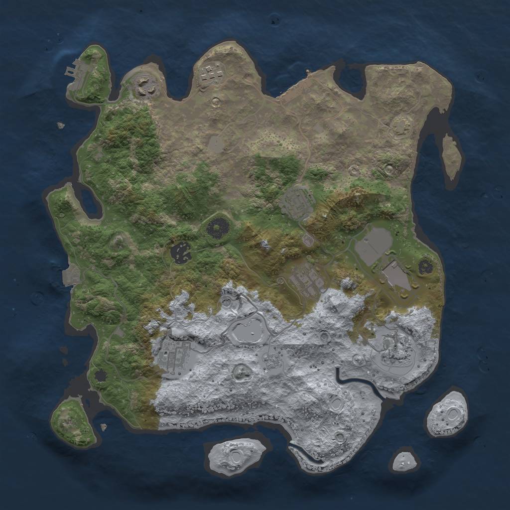 Rust Map: Procedural Map, Size: 3550, Seed: 81986261, 16 Monuments