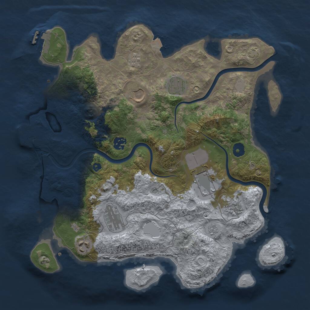 Rust Map: Procedural Map, Size: 3550, Seed: 81986261, 14 Monuments