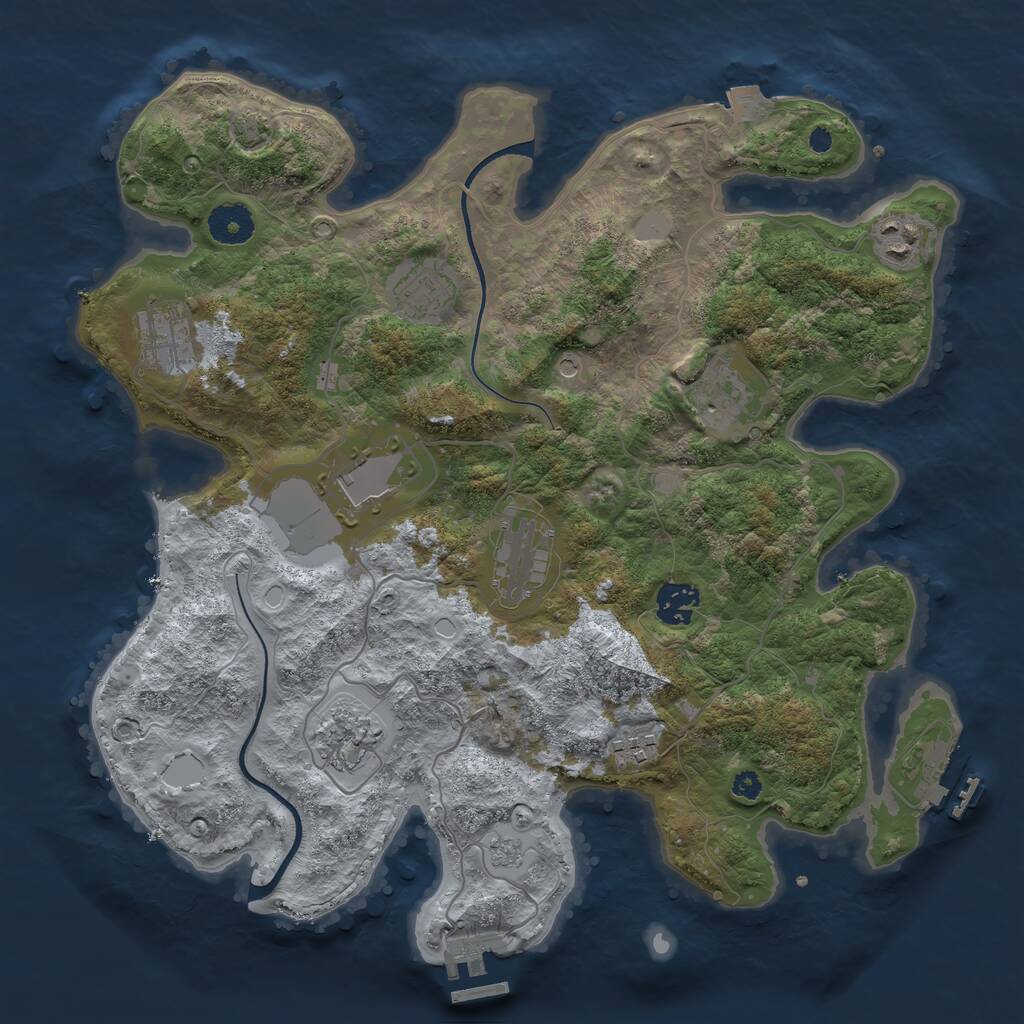 Rust Map: Procedural Map, Size: 3550, Seed: 55318597, 15 Monuments
