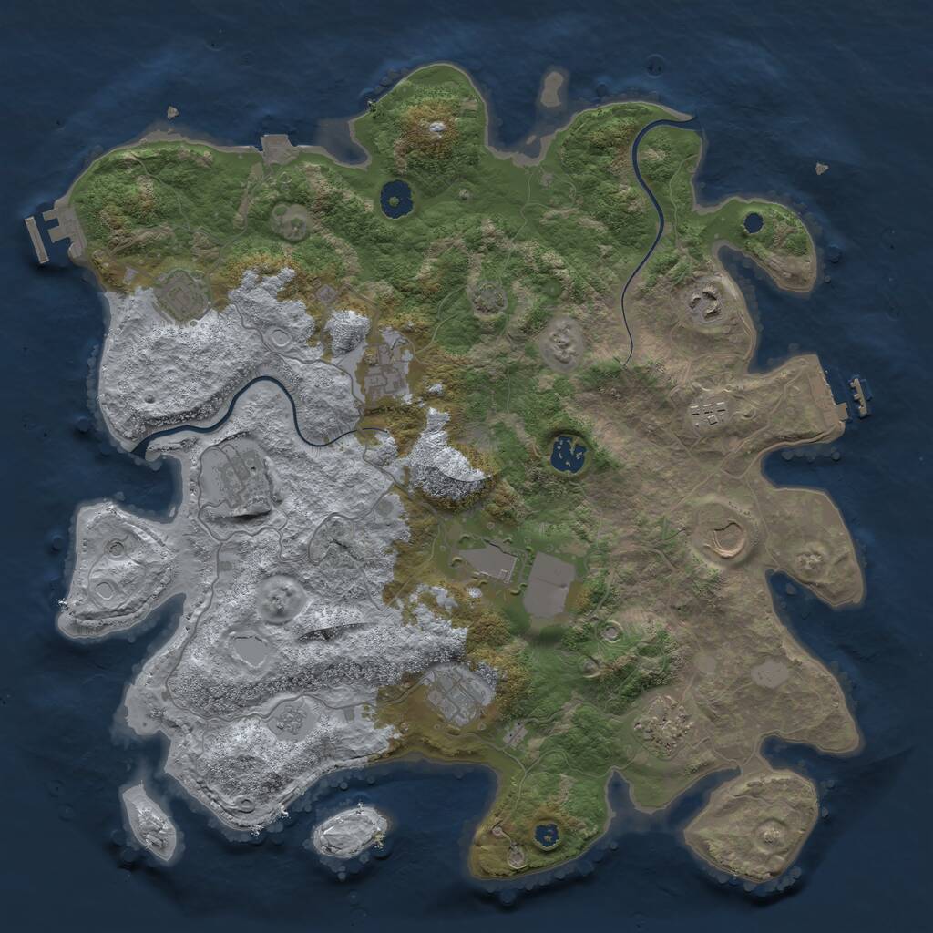 Rust Map: Procedural Map, Size: 3950, Seed: 39189085, 16 Monuments