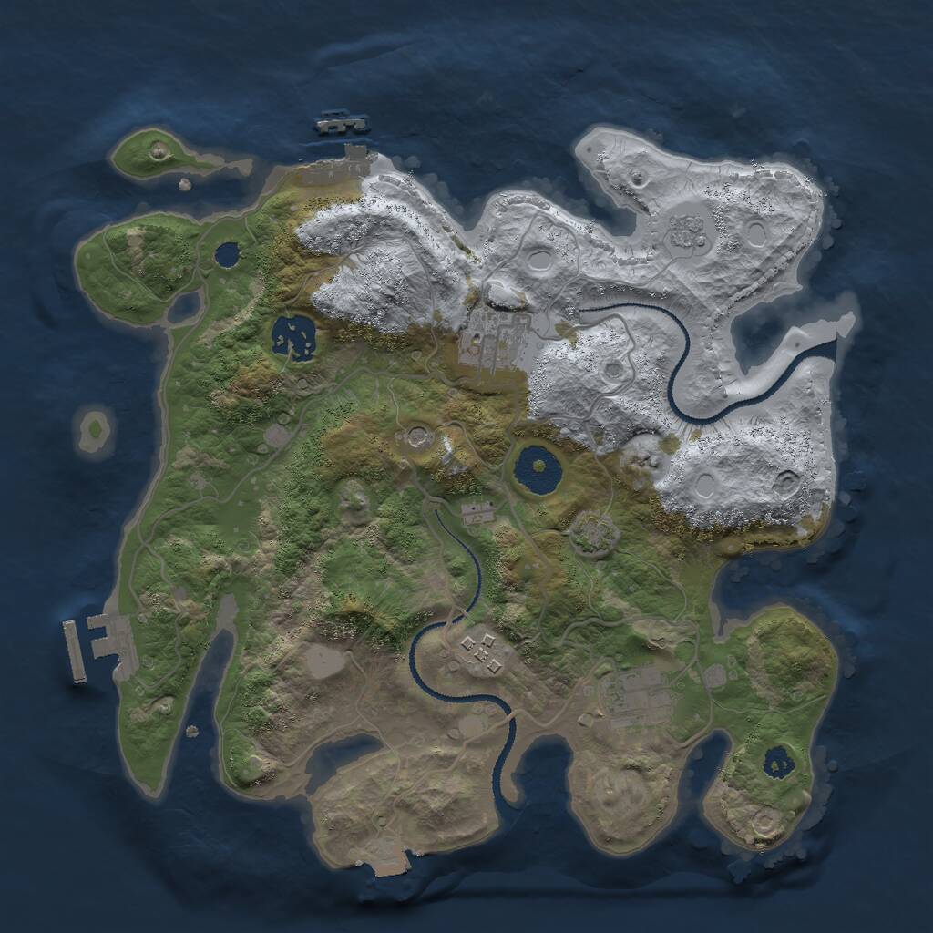 Rust Map: Procedural Map, Size: 3000, Seed: 134986790, 10 Monuments