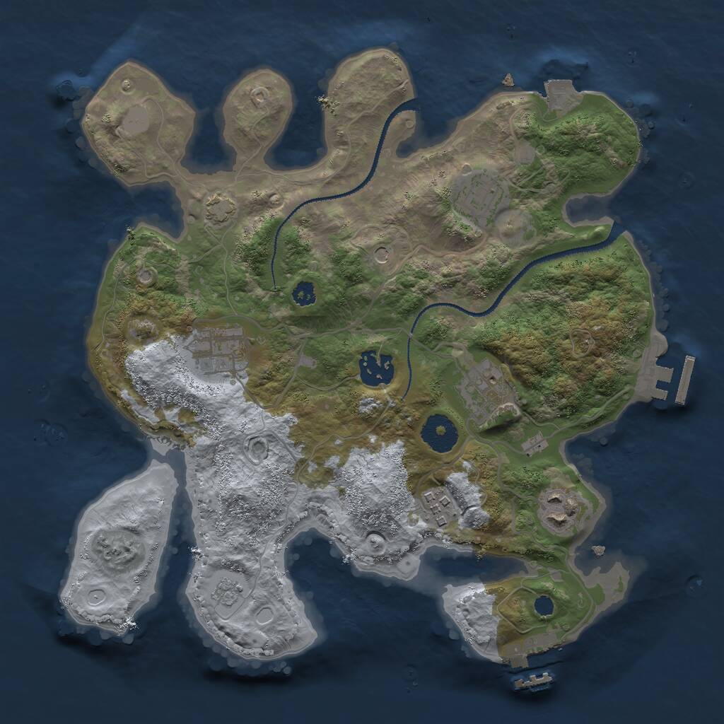 Rust Map: Procedural Map, Size: 3000, Seed: 5435360, 12 Monuments