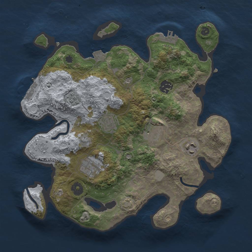 Rust Map: Procedural Map, Size: 3000, Seed: 951858487, 14 Monuments