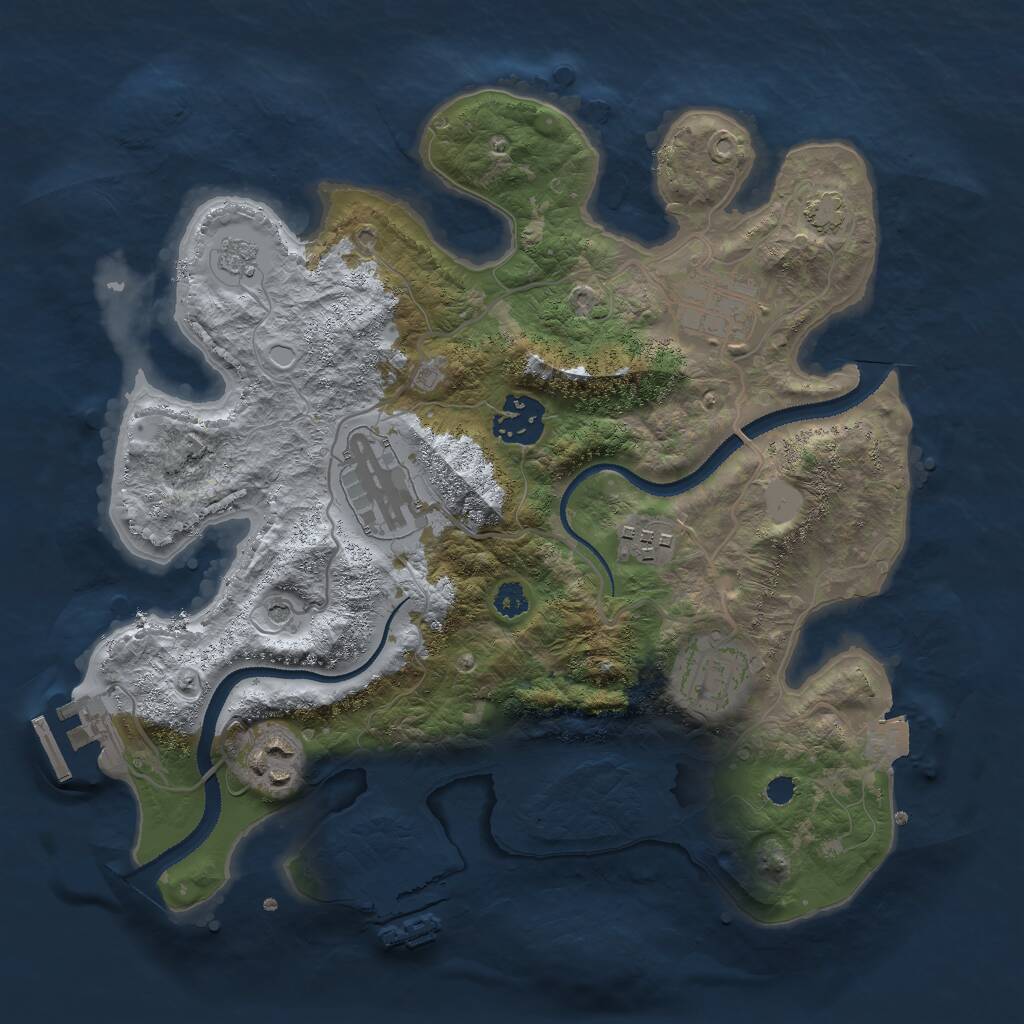 Rust Map: Procedural Map, Size: 3000, Seed: 54491034, 12 Monuments