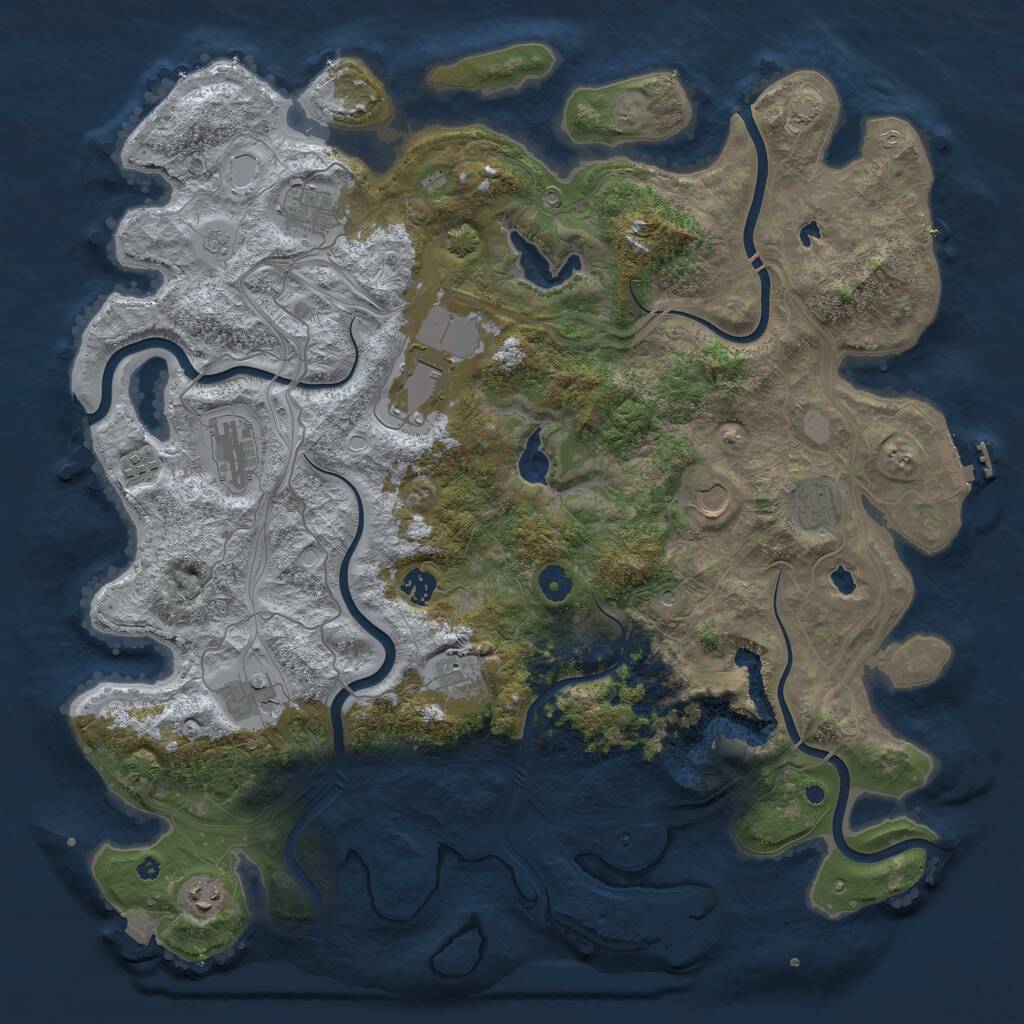Rust Map: Procedural Map, Size: 4500, Seed: 6988, 16 Monuments
