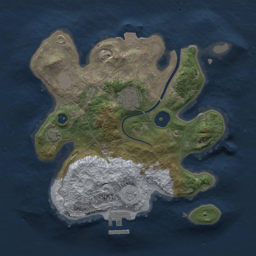 Rust Map: Procedural Map, Size: 2500, Seed: 2093272148, 6 Monuments