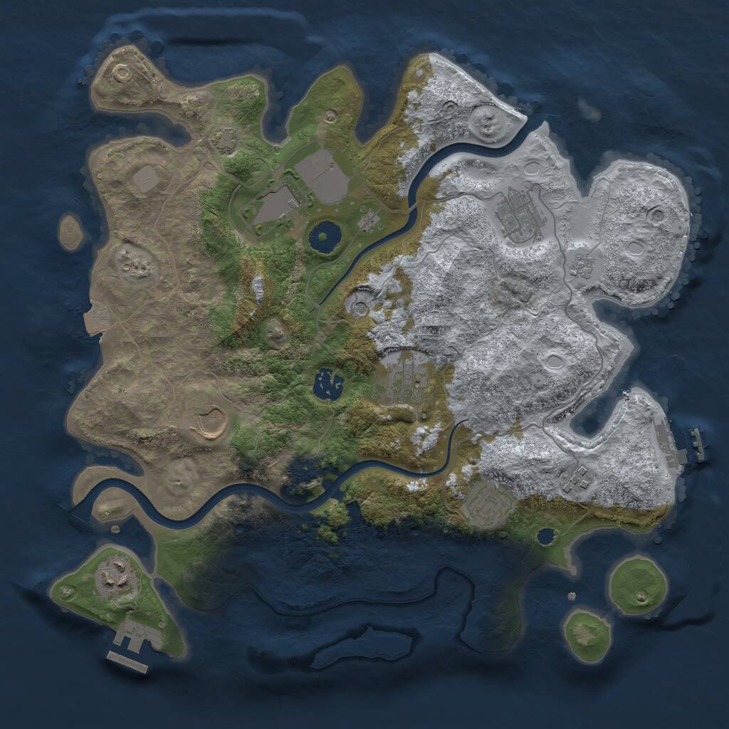 Rust Map: Procedural Map, Size: 3500, Seed: 1099529907, 14 Monuments