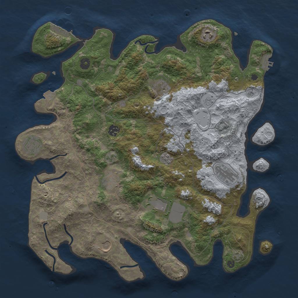 Rust Map: Procedural Map, Size: 4000, Seed: 913757027, 17 Monuments