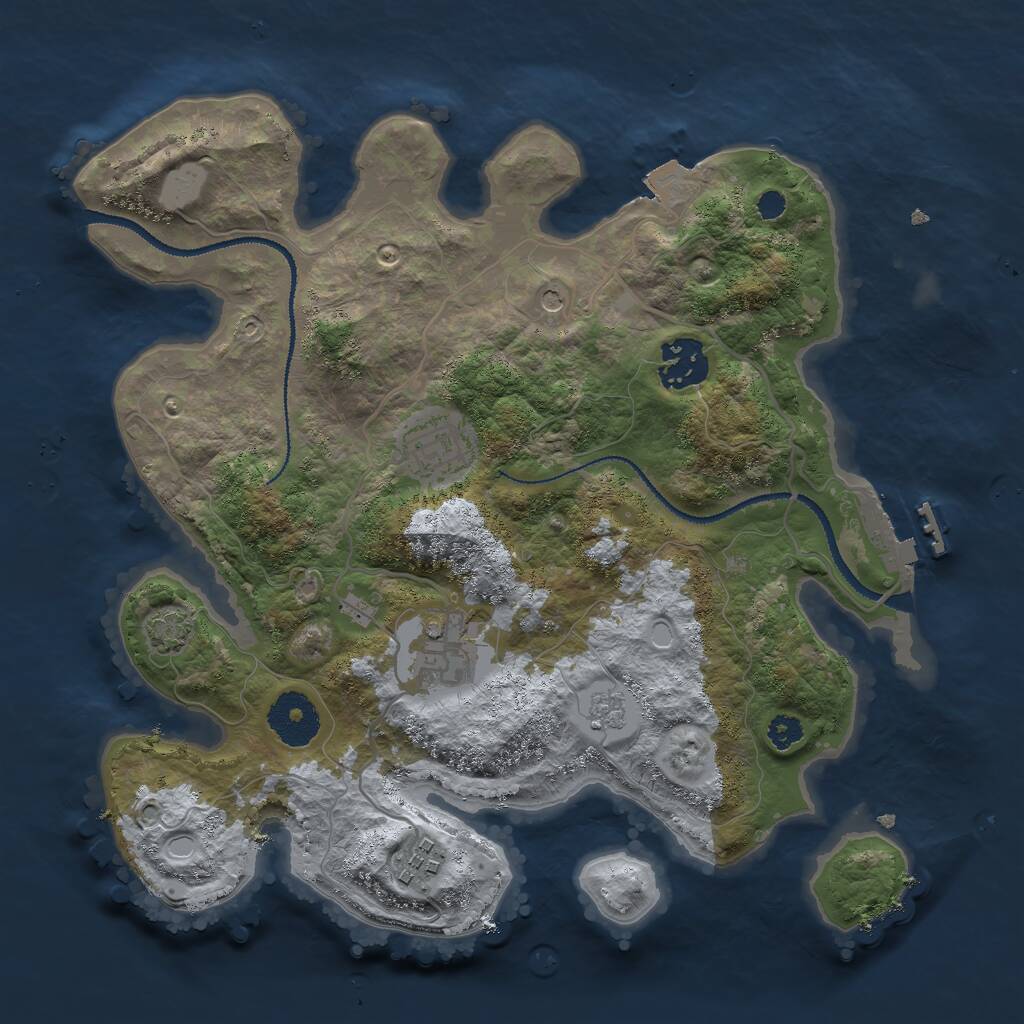 Rust Map: Procedural Map, Size: 3000, Seed: 6287, 9 Monuments