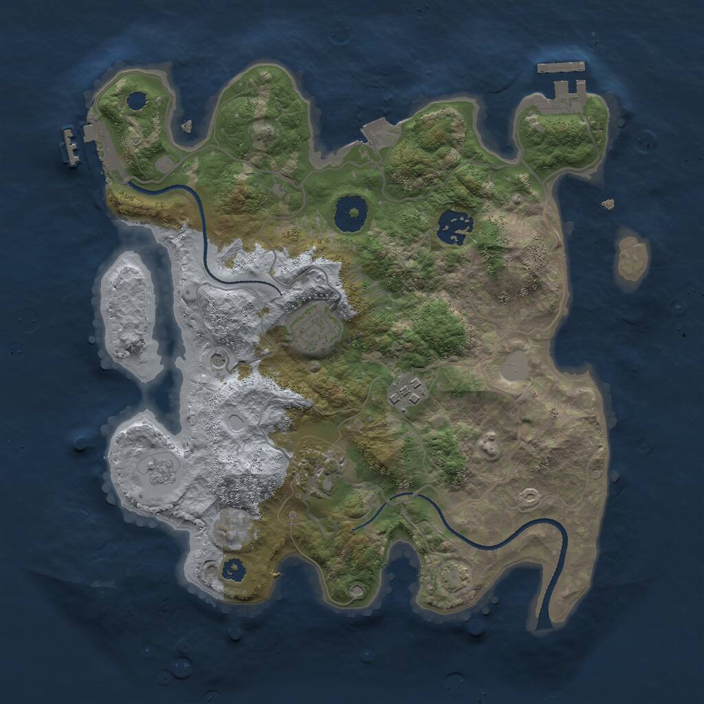 Rust Map: Procedural Map, Size: 3000, Seed: 230923, 10 Monuments