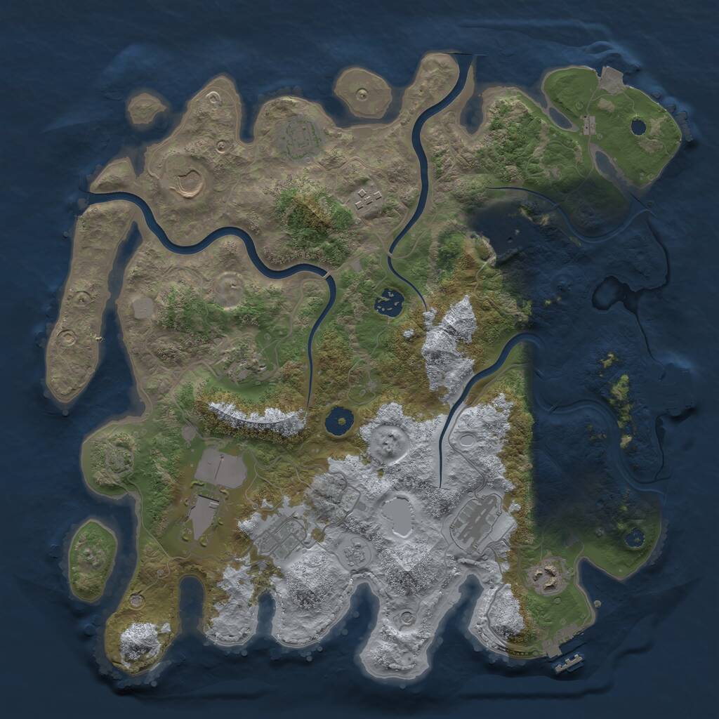 Rust Map: Procedural Map, Size: 3850, Seed: 2112990516, 16 Monuments