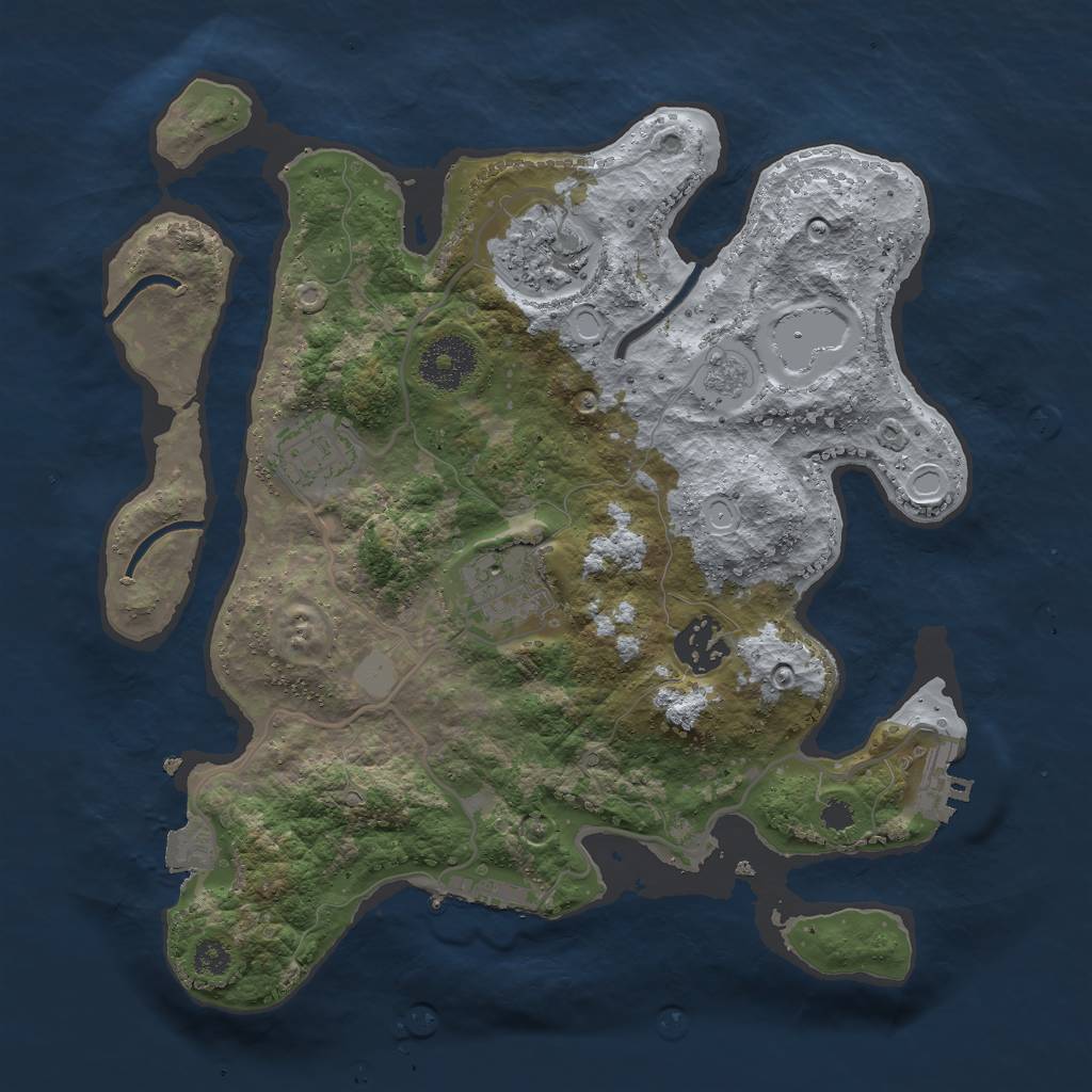 Rust Map: Procedural Map, Size: 3000, Seed: 617617, 10 Monuments