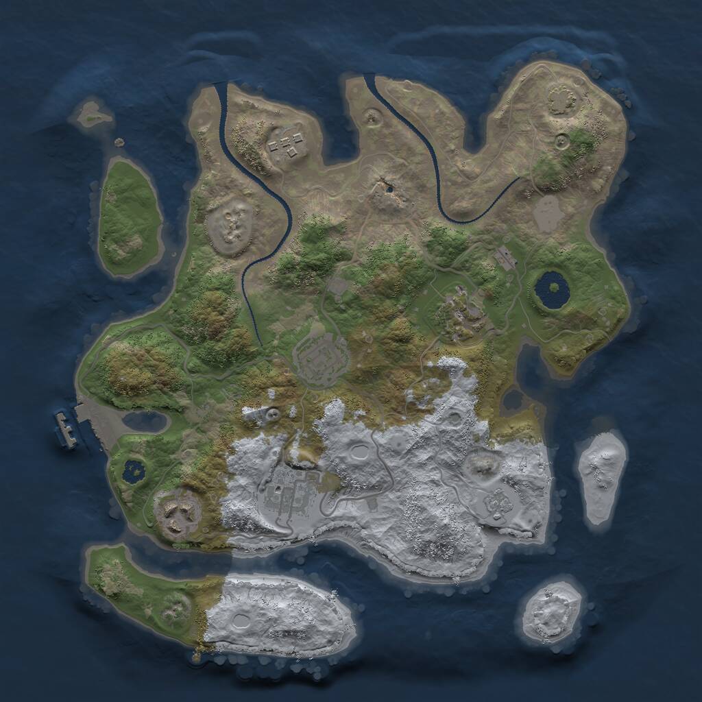 Rust Map: Procedural Map, Size: 3000, Seed: 11766, 9 Monuments