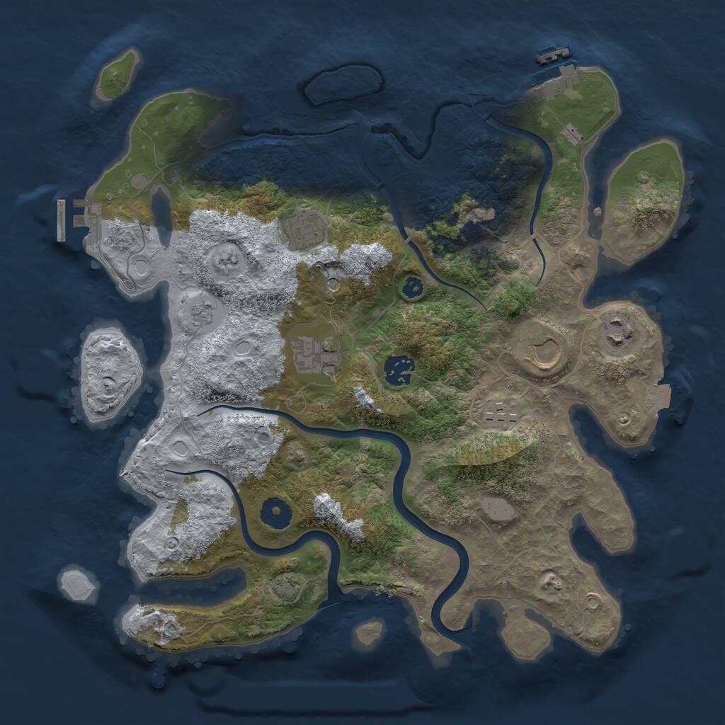Rust Map: Procedural Map, Size: 3500, Seed: 171173, 12 Monuments