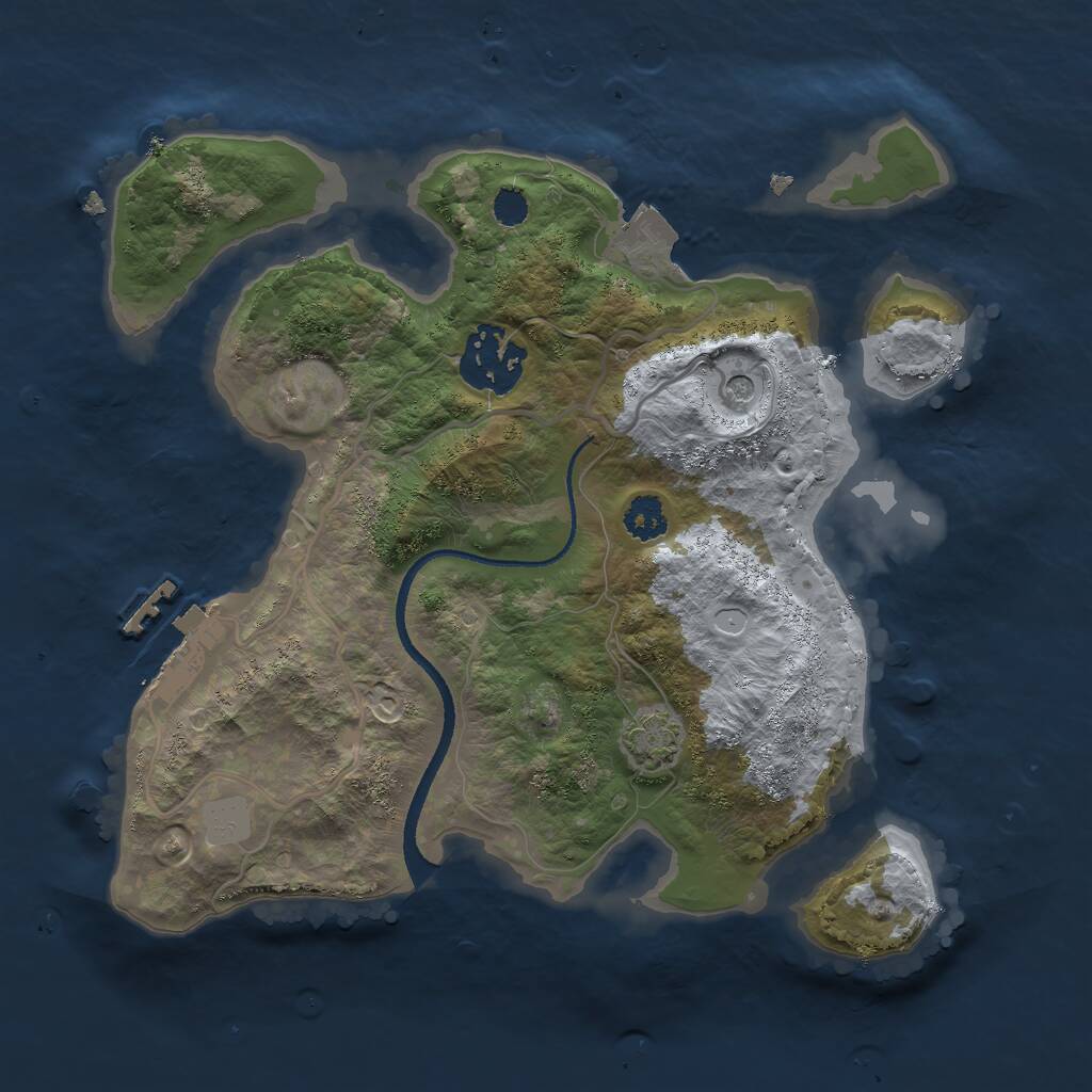 Rust Map: Procedural Map, Size: 2500, Seed: 63711948, 5 Monuments