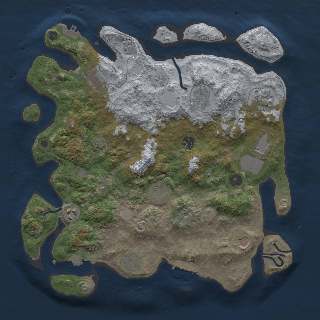 Rust Map: Procedural Map, Size: 3750, Seed: 1237204059, 18 Monuments