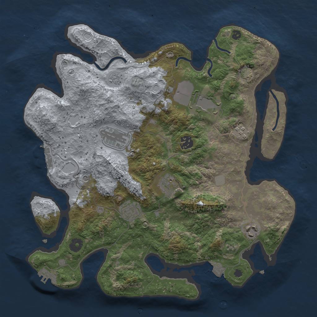 Rust Map: Procedural Map, Size: 3500, Seed: 459928793, 15 Monuments