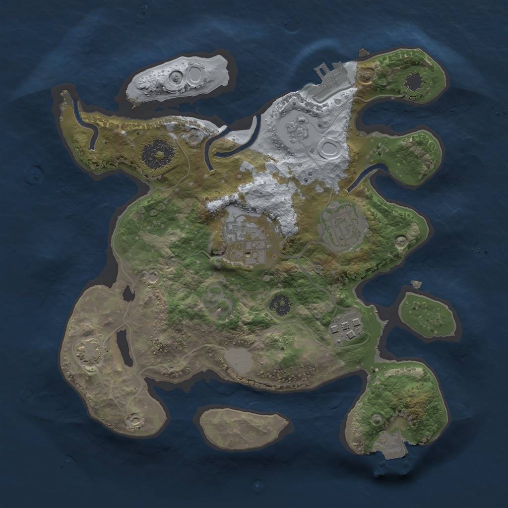 Rust Map: Procedural Map, Size: 2500, Seed: 1660842756, 9 Monuments