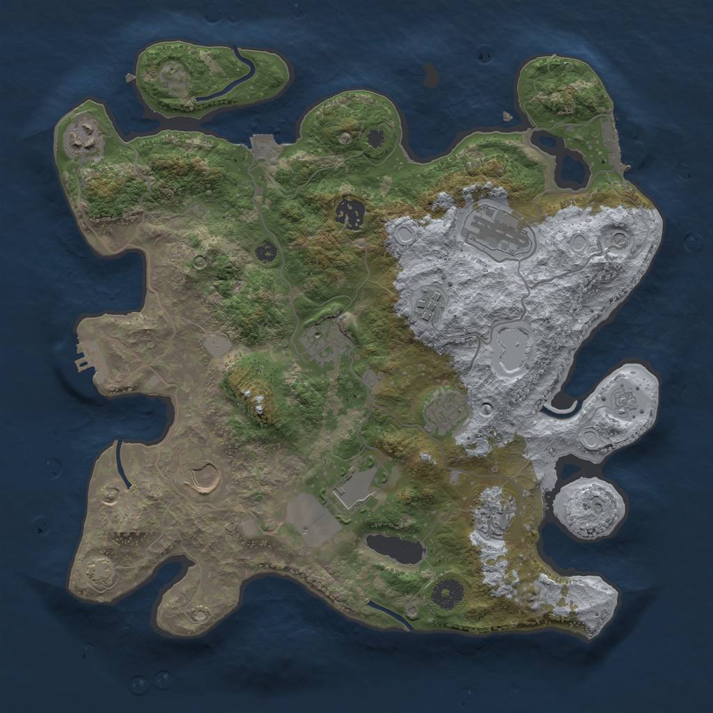 Rust Map: Procedural Map, Size: 3500, Seed: 427104511, 17 Monuments