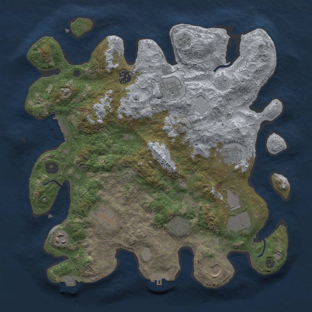 Rust Map: Procedural Map, Size: 3650, Seed: 52210759, 17 Monuments