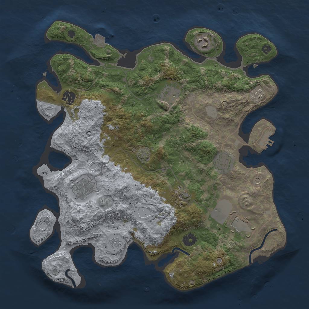 Rust Map: Procedural Map, Size: 3500, Seed: 1751539254, 15 Monuments