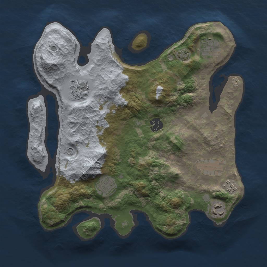 Rust Map: Barren, Size: 3000, Seed: 1785939179, 11 Monuments