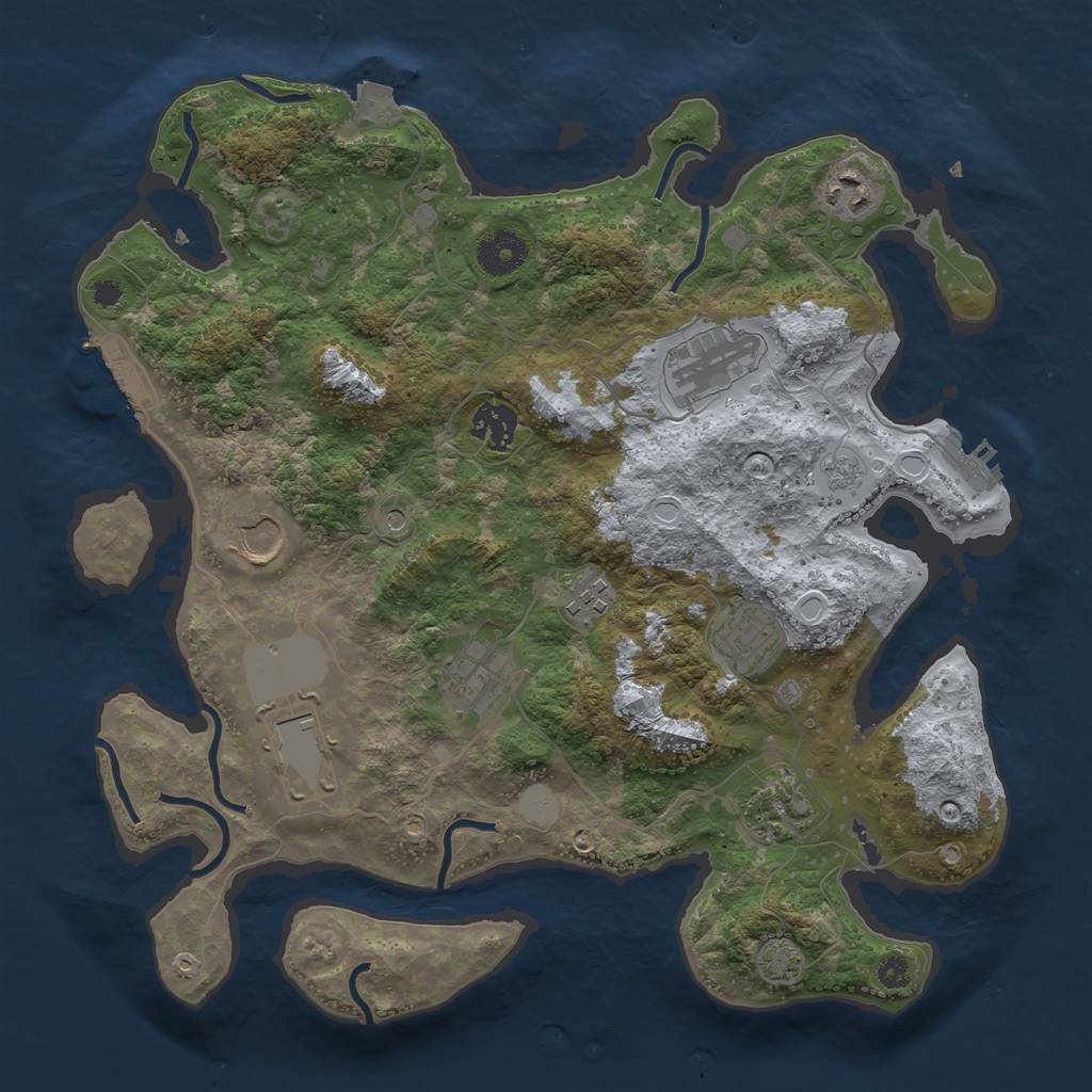 Rust Map: Procedural Map, Size: 3500, Seed: 1462219811, 17 Monuments