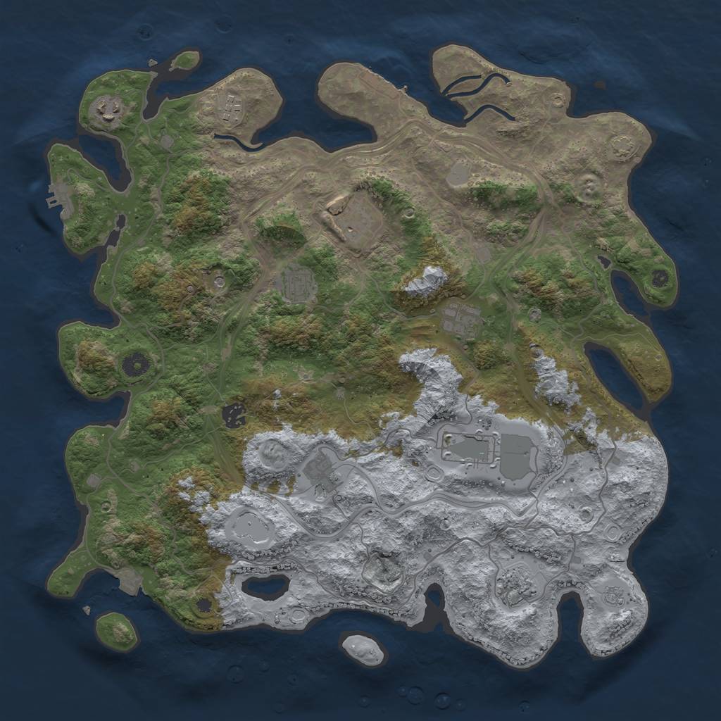 Rust Map: Procedural Map, Size: 4250, Seed: 1371831412, 17 Monuments