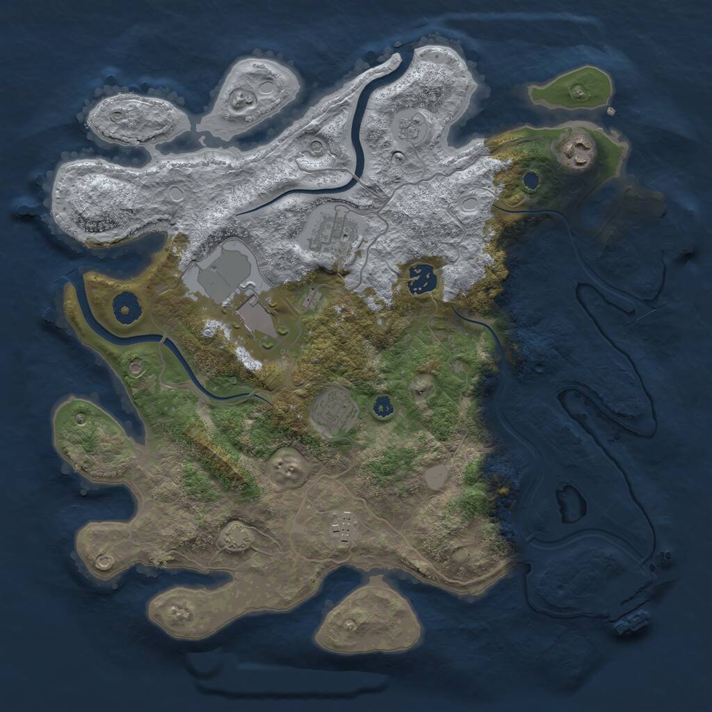 Rust Map: Procedural Map, Size: 3550, Seed: 77415576, 12 Monuments