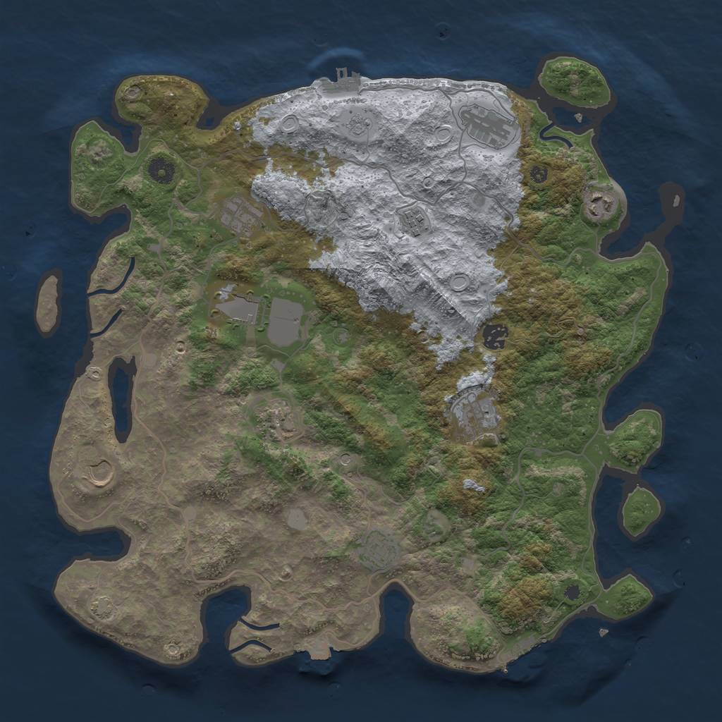 Rust Map: Procedural Map, Size: 4100, Seed: 32522729, 18 Monuments