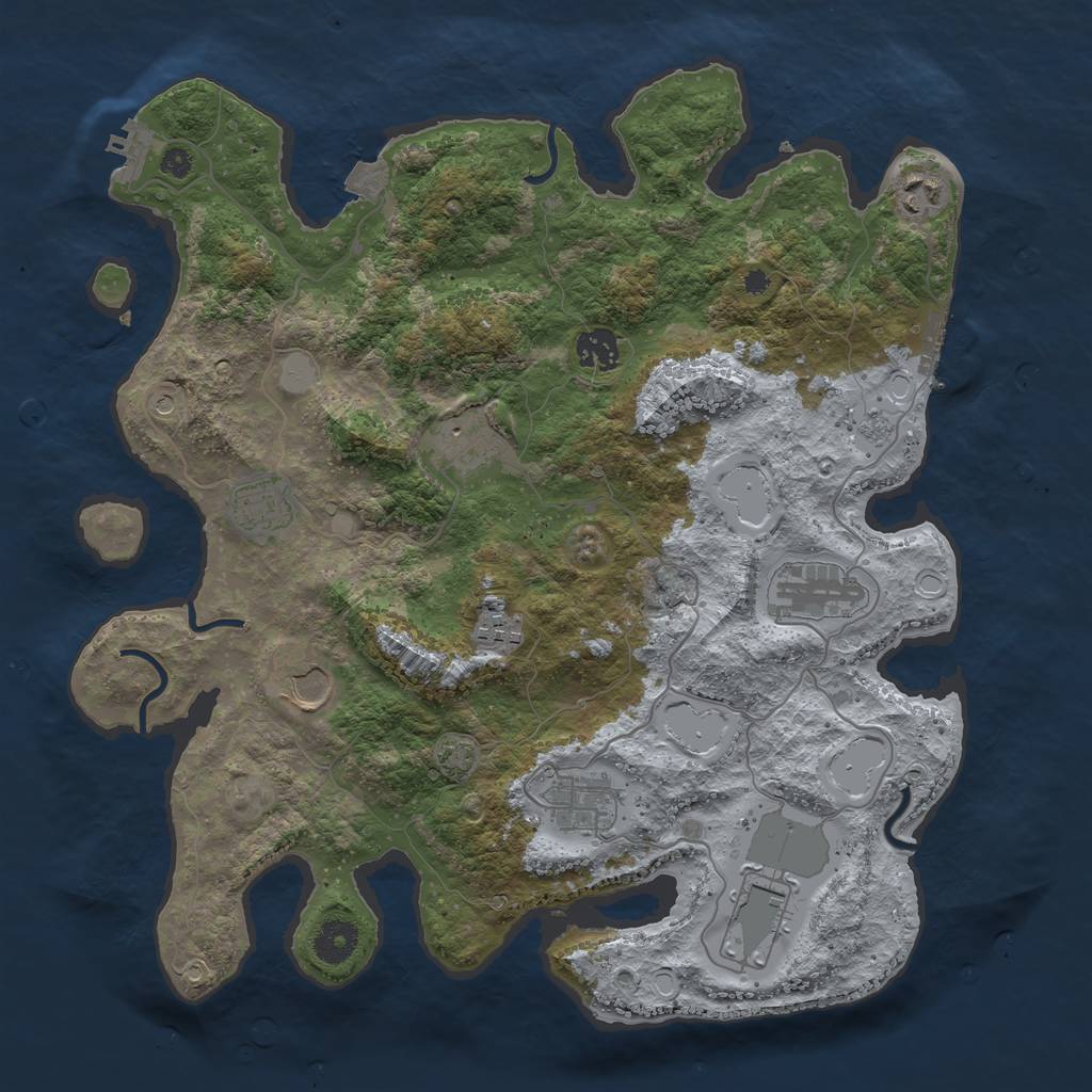 Rust Map: Procedural Map, Size: 3750, Seed: 26805553, 17 Monuments