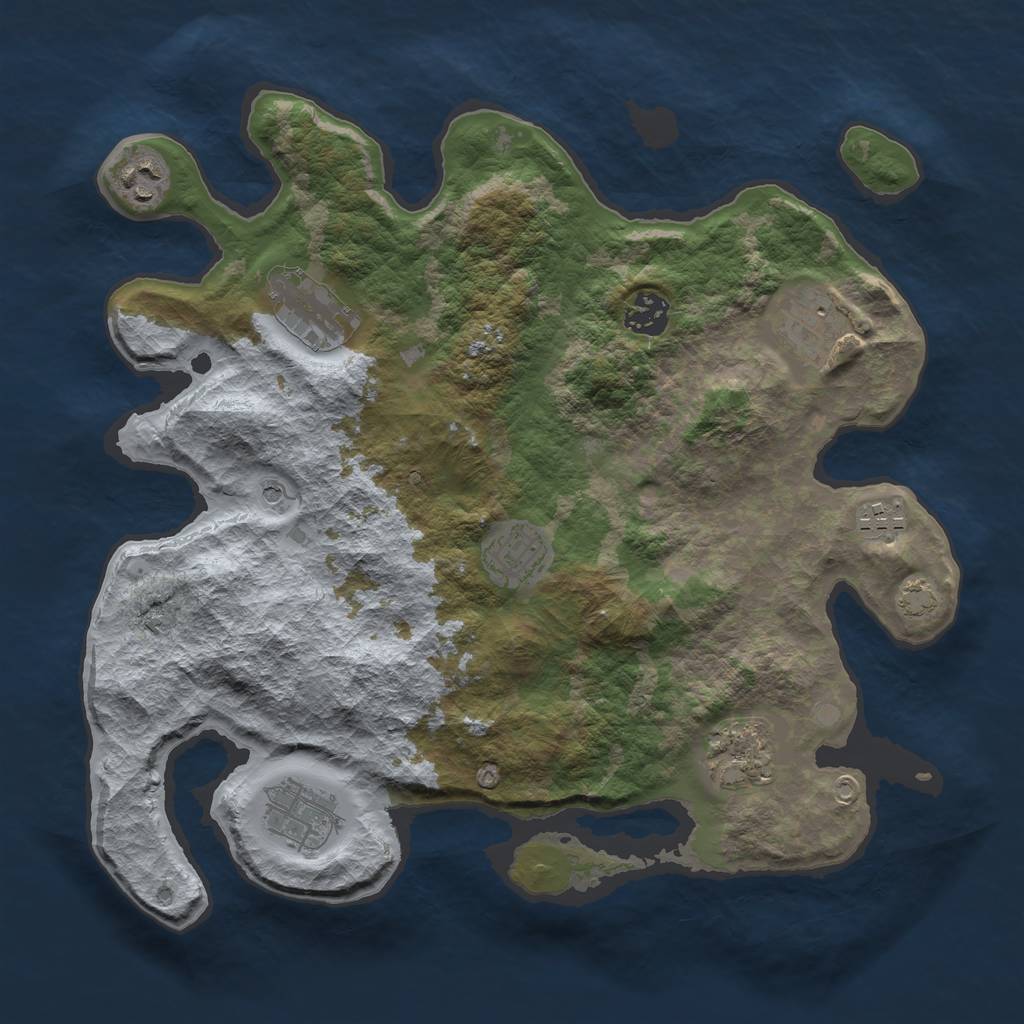 Rust Map: Barren, Size: 3450, Seed: 27398448, 12 Monuments