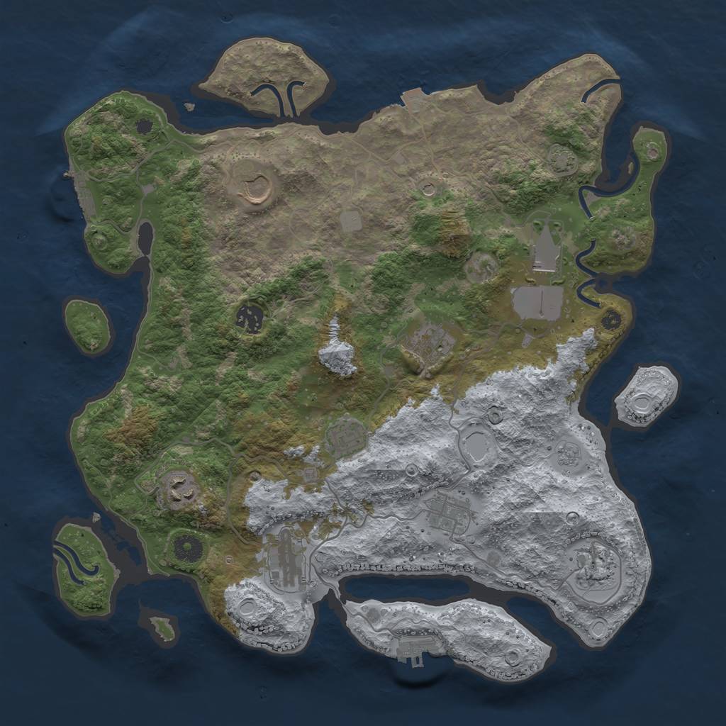 Rust Map: Procedural Map, Size: 3800, Seed: 48373149, 17 Monuments