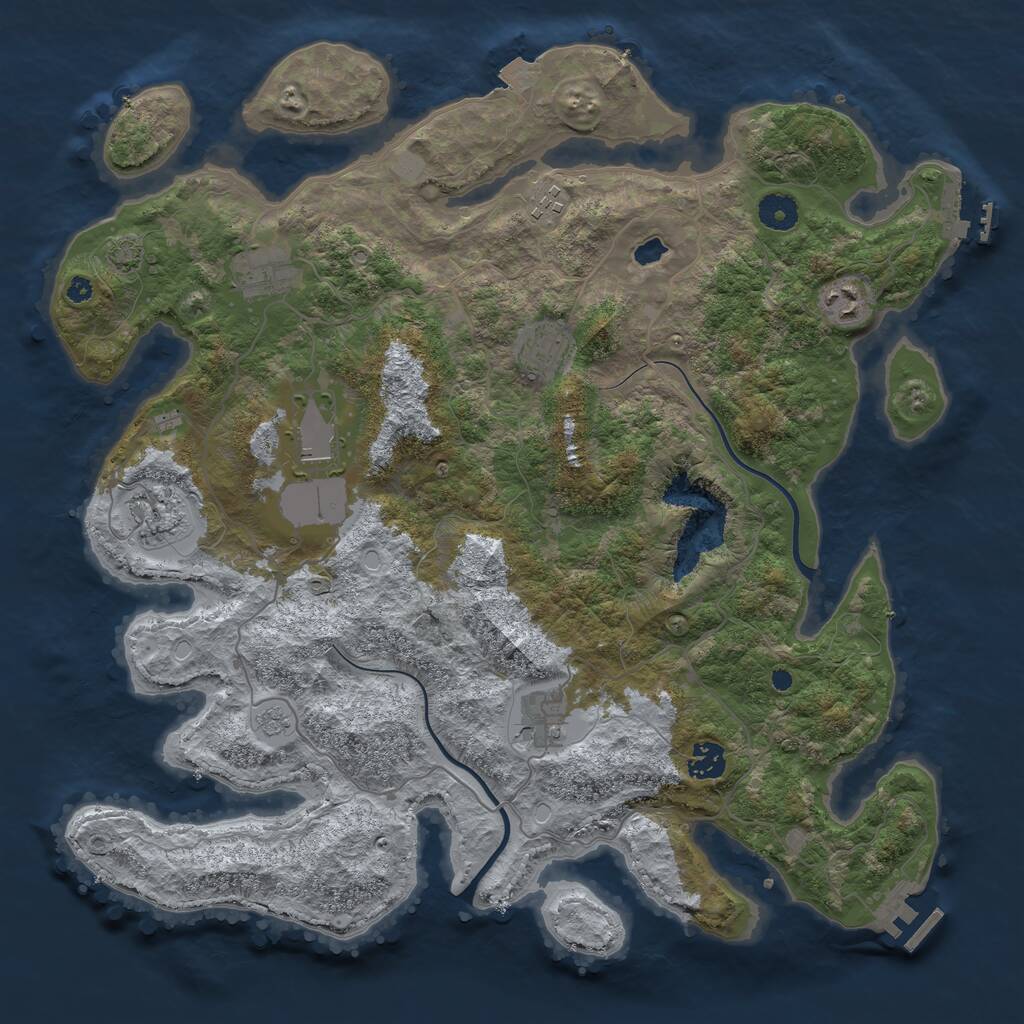 Rust Map: Procedural Map, Size: 4000, Seed: 1731, 13 Monuments