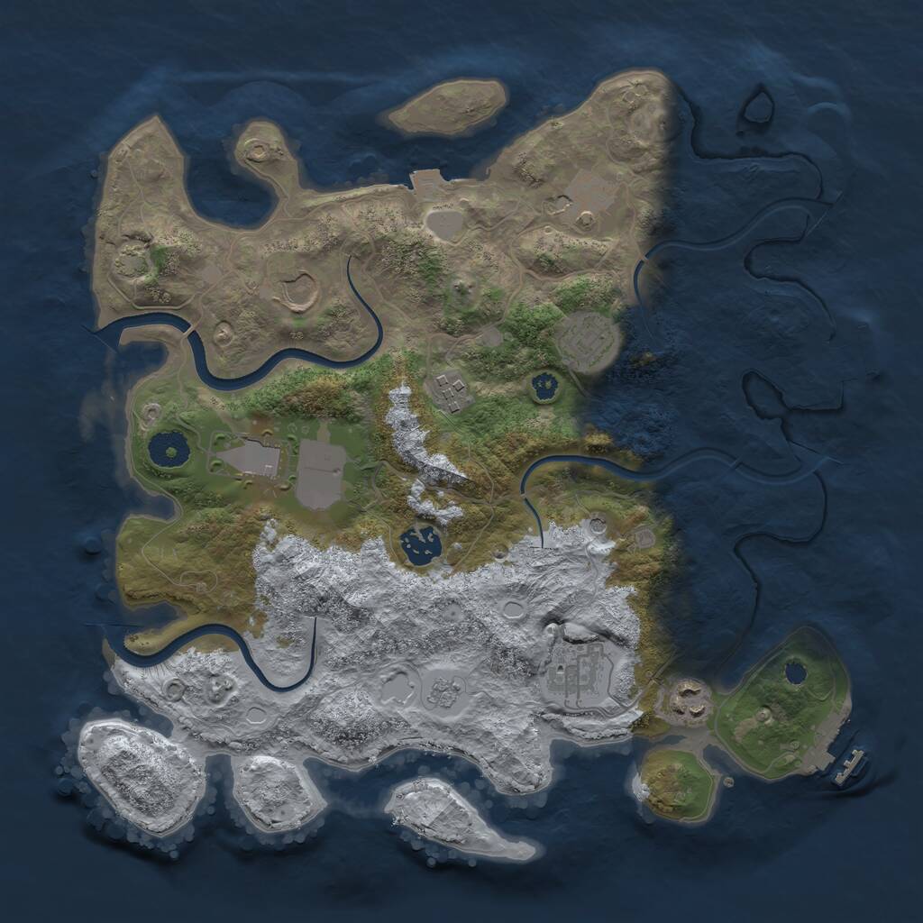 Rust Map: Procedural Map, Size: 3550, Seed: 26491043, 14 Monuments