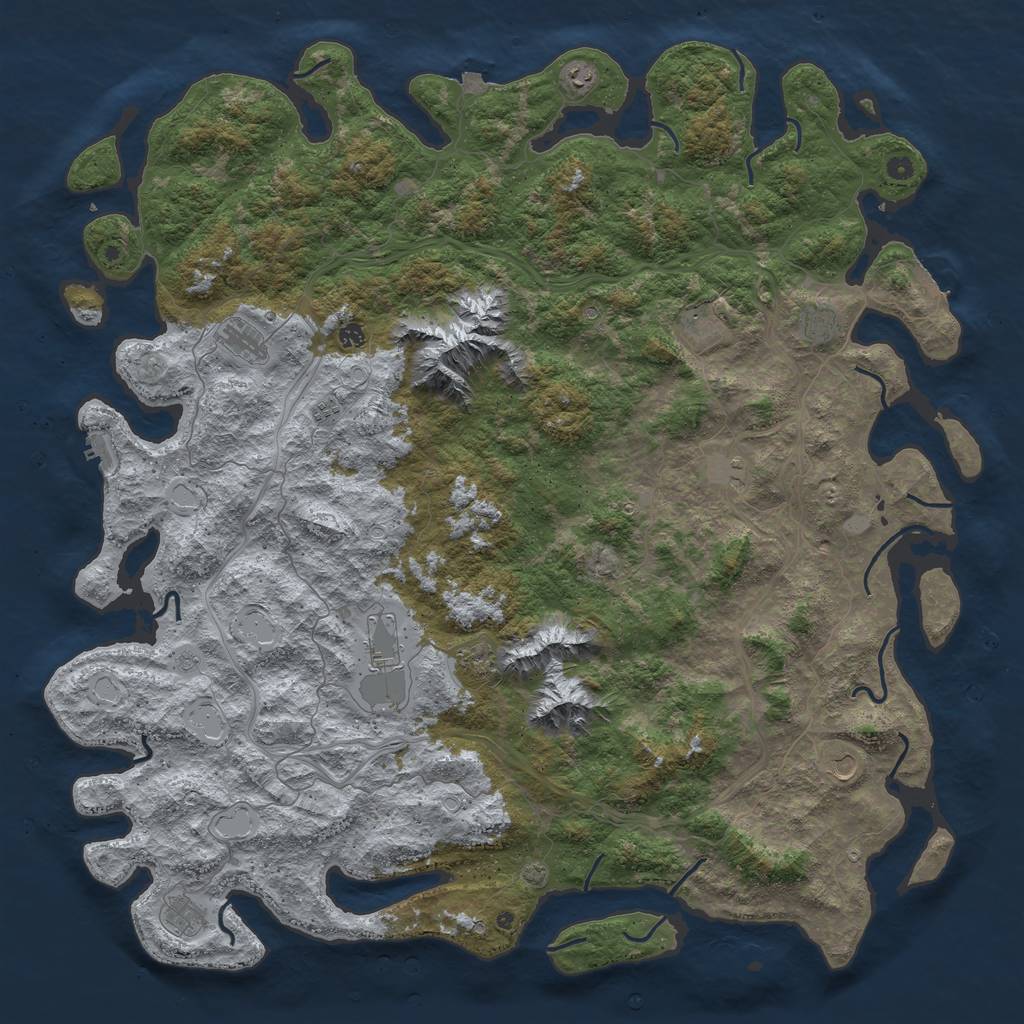 Rust Map: Procedural Map, Size: 6000, Seed: 653889051, 19 Monuments