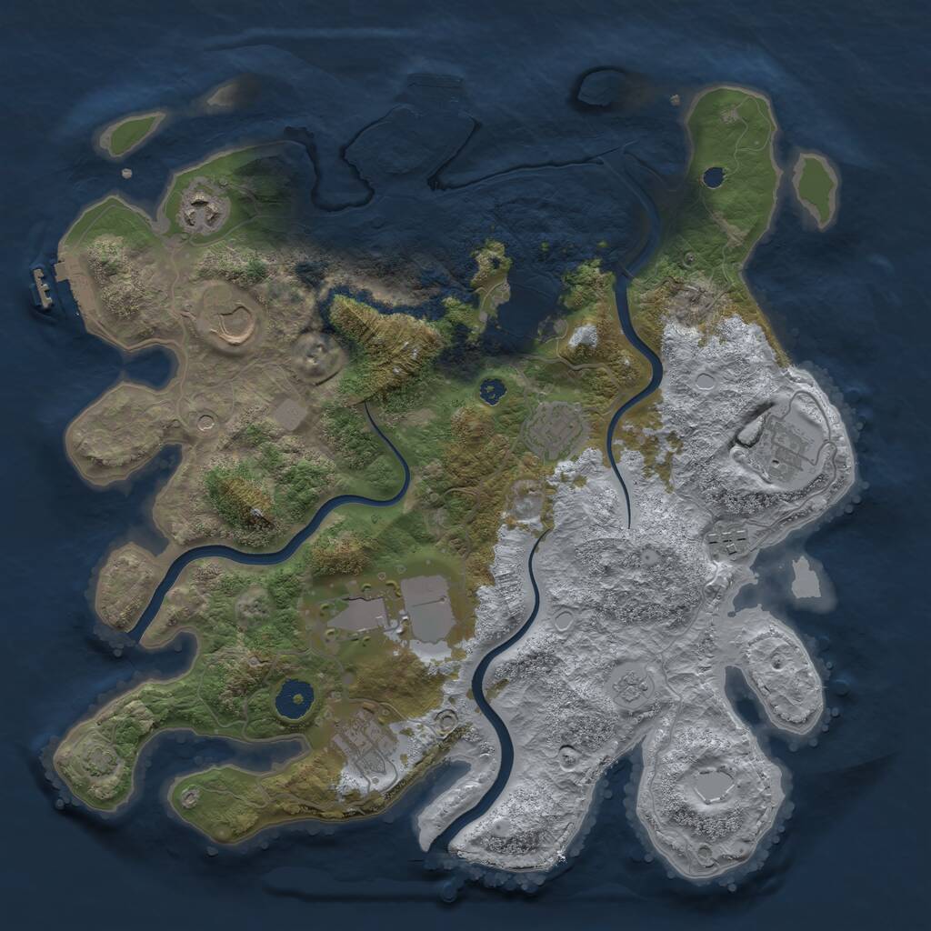 Rust Map: Procedural Map, Size: 3650, Seed: 40226461, 14 Monuments