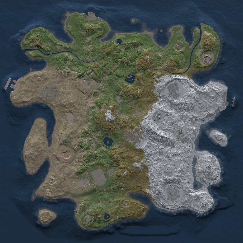Rust Map: Procedural Map, Size: 3850, Seed: 48105014, 16 Monuments