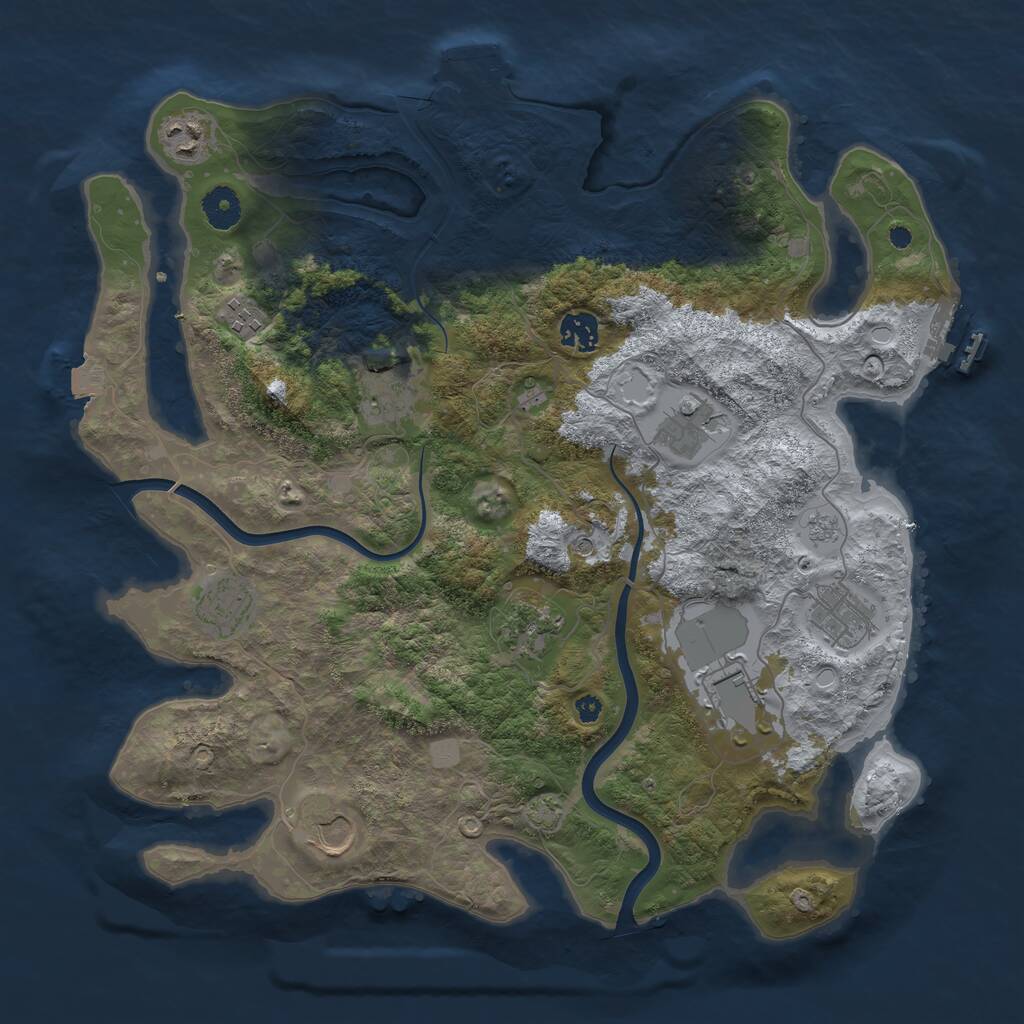 Rust Map: Procedural Map, Size: 3850, Seed: 48400158, 16 Monuments