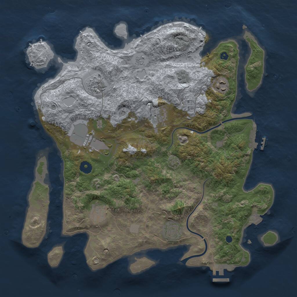 Rust Map: Procedural Map, Size: 3650, Seed: 58711594, 13 Monuments