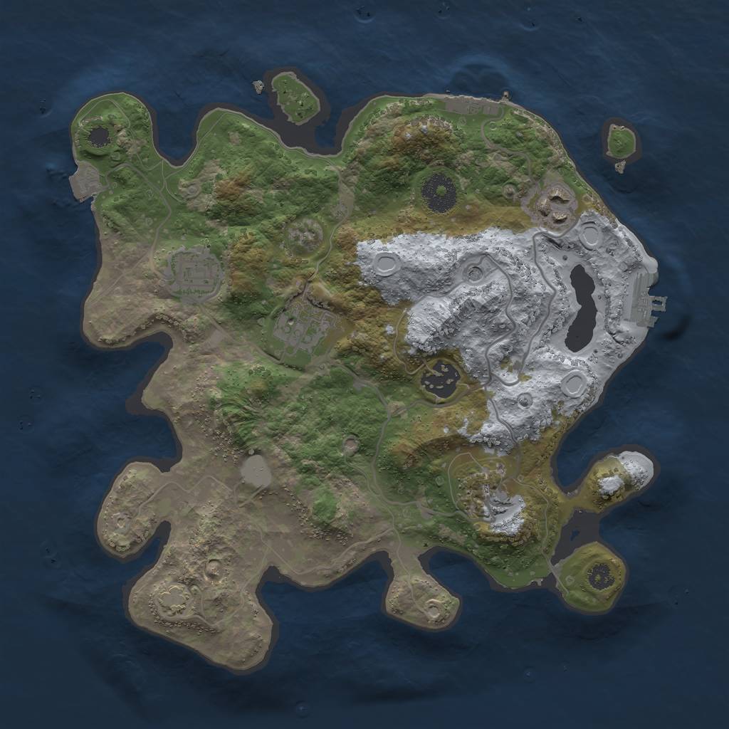 Rust Map: Procedural Map, Size: 3000, Seed: 1279273606, 12 Monuments