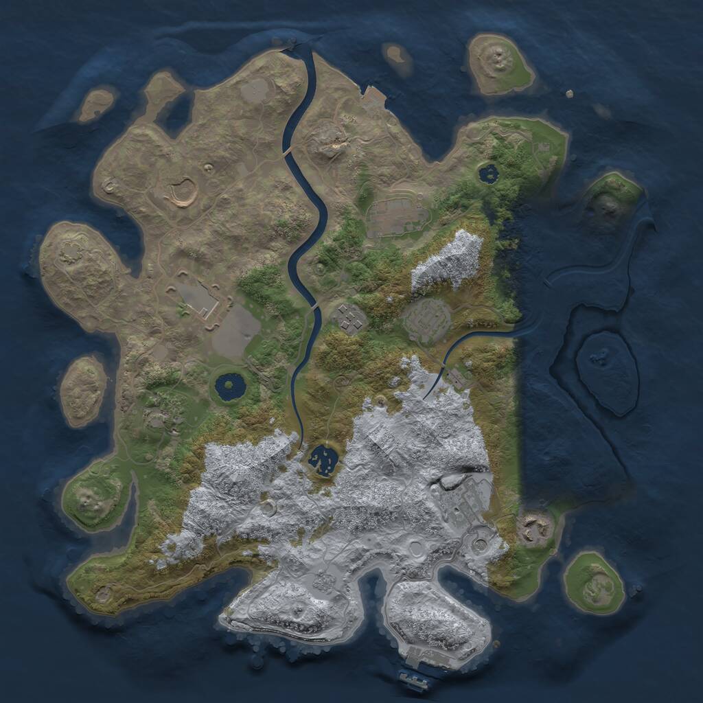 Rust Map: Procedural Map, Size: 3650, Seed: 17062691, 14 Monuments