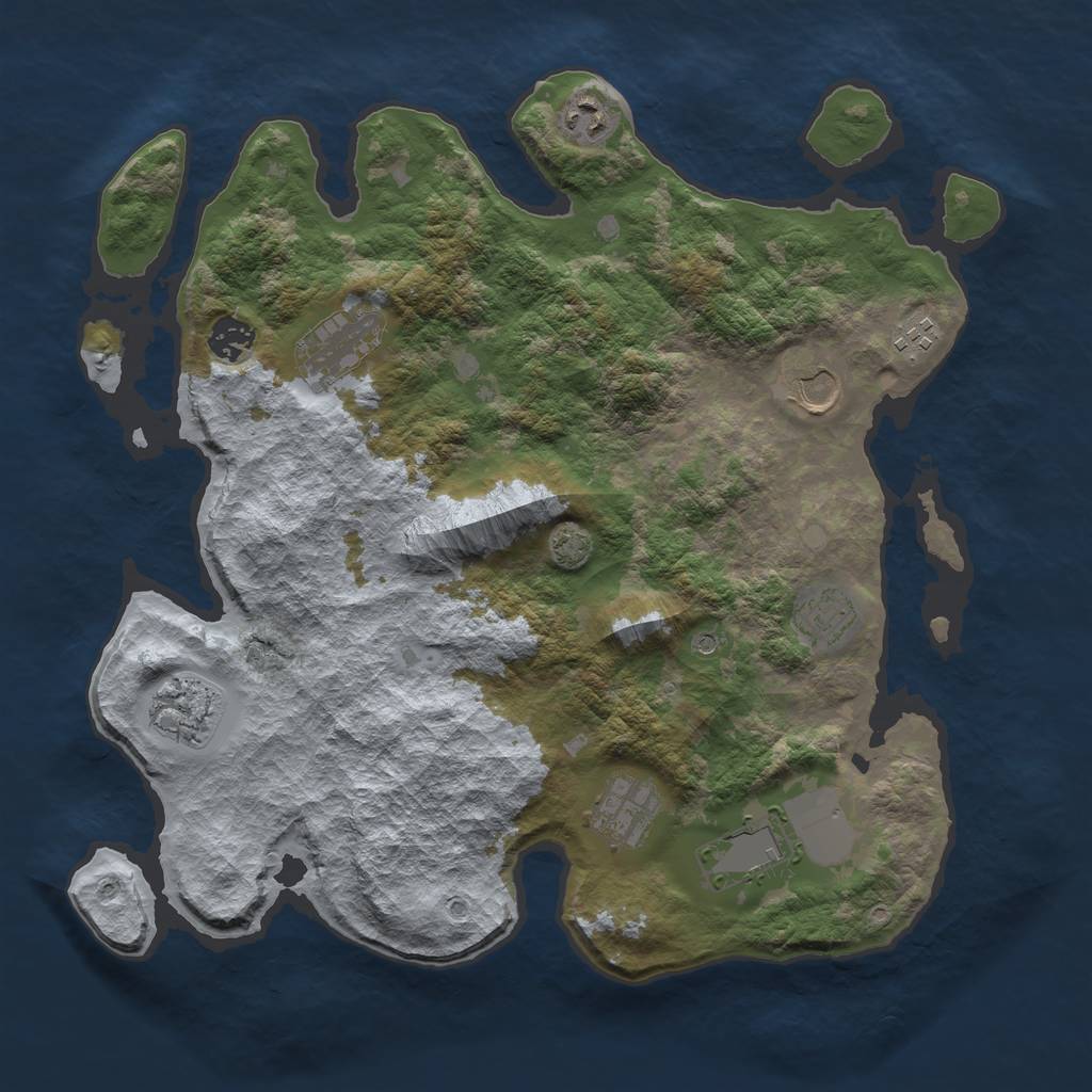 Rust Map: Barren, Size: 3750, Seed: 89073522, 13 Monuments