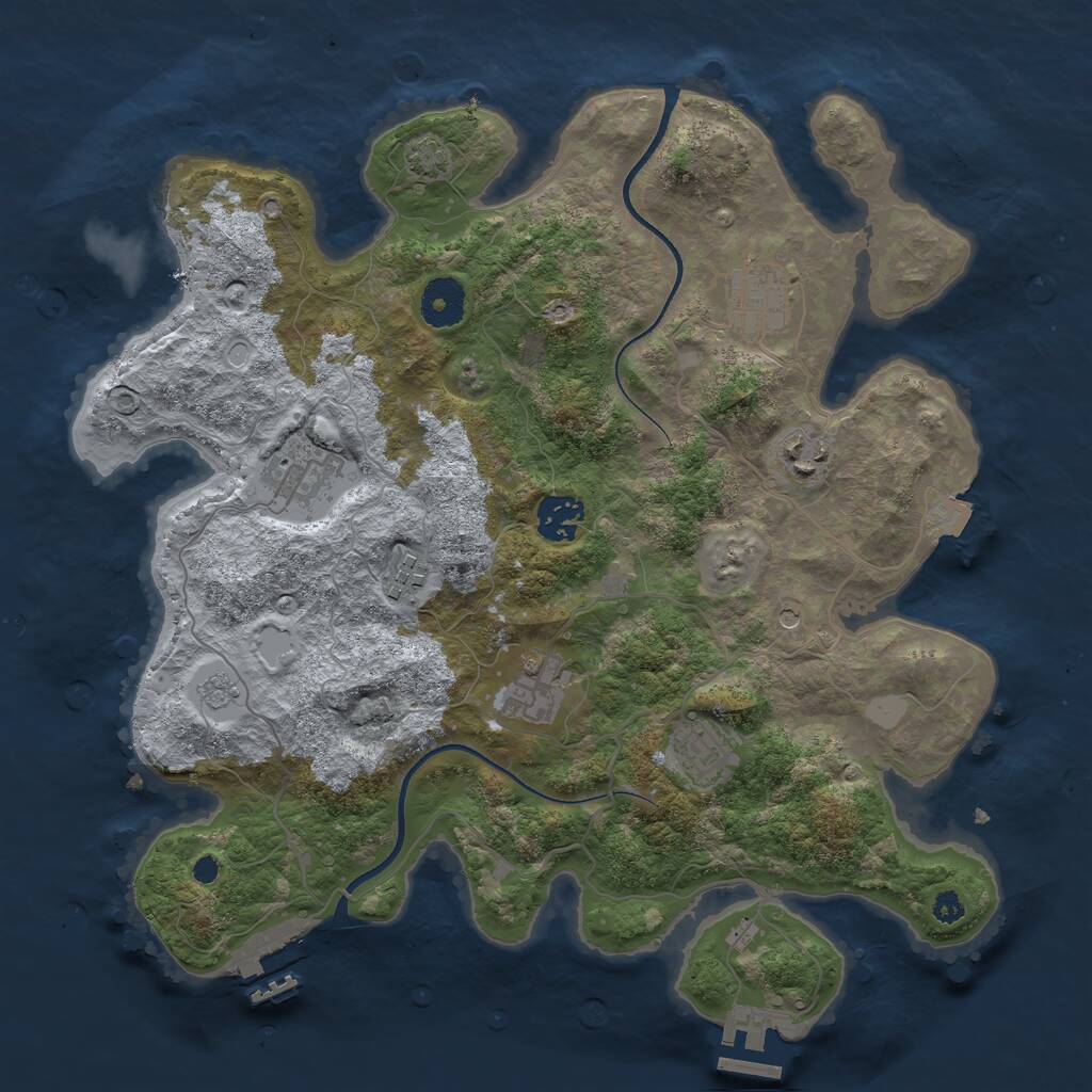 Rust Map: Procedural Map, Size: 3450, Seed: 72171313, 13 Monuments