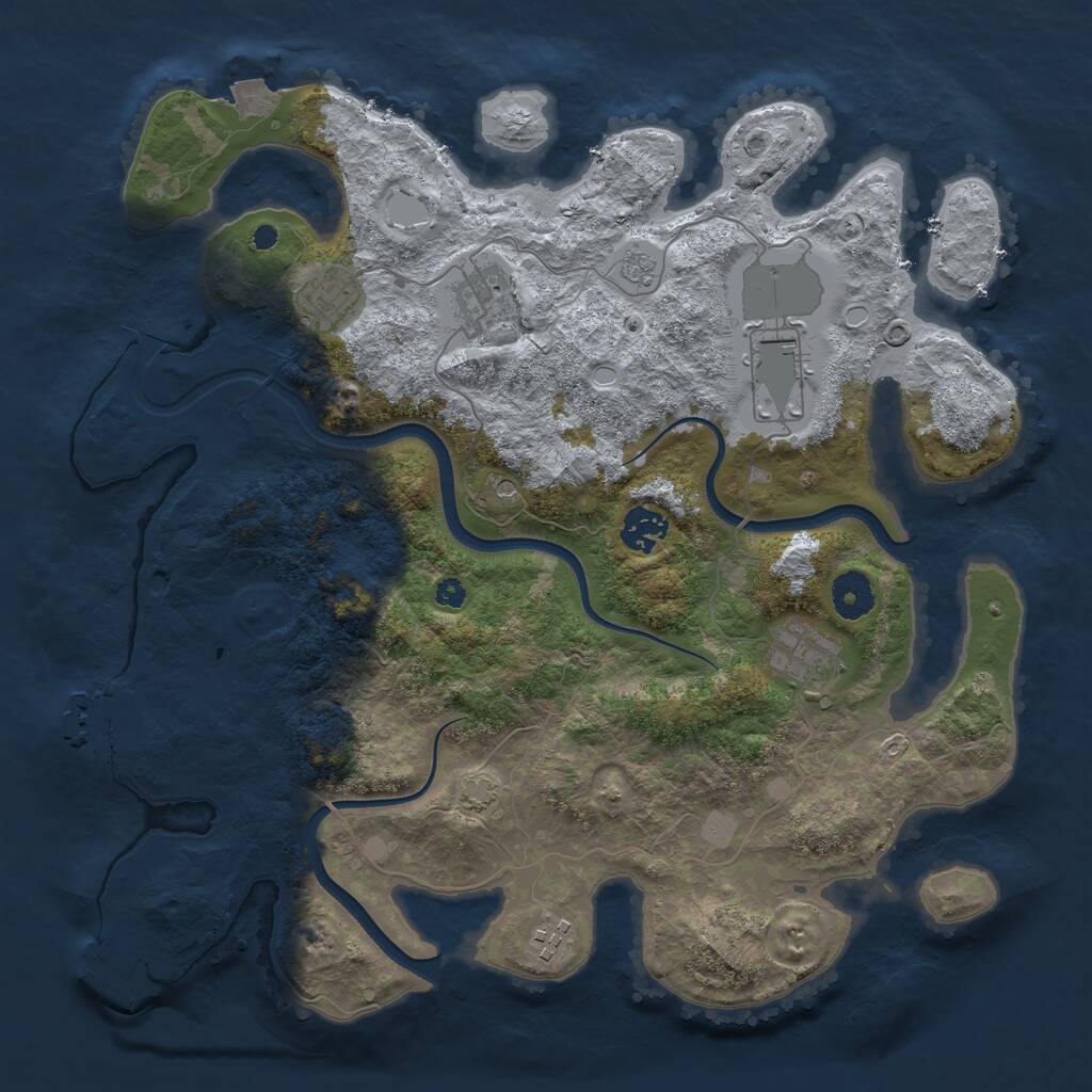 Rust Map: Procedural Map, Size: 3650, Seed: 49687810, 12 Monuments